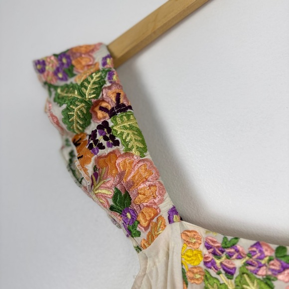 Anthropologie Tiny Marin Floral Embroidered Tank Top Sleeveless Cream Size M - Picture 9 of 12